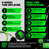Dual Air Compressor + 4-Wheel Inflator Bundle