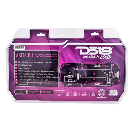4-GA Amplifier Installation Wiring Kit - Purple