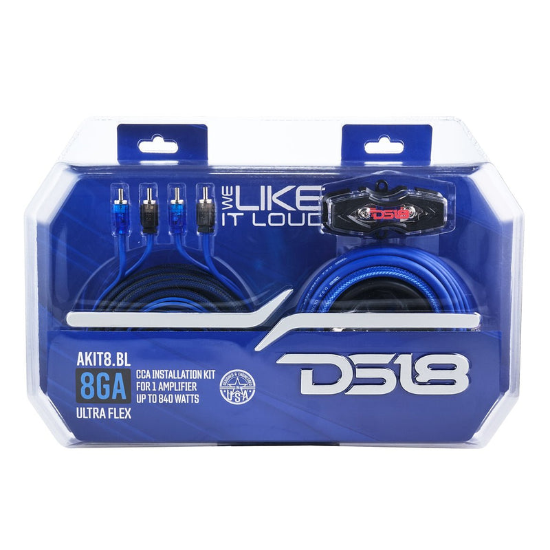 8-GA Amplifier Installation Wiring Kit - Blue