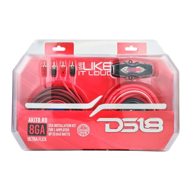 8-GA Amplifier Installation Wiring Kit - Red
