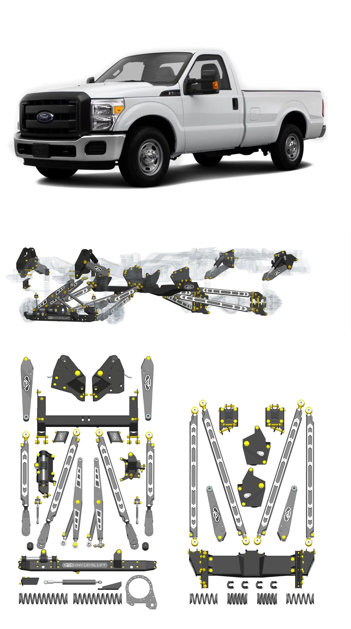 Any Level Lift - Base System, 0"-13": F-250/F-350, Single Rear Wheel (2011-2016) Any Level Lift