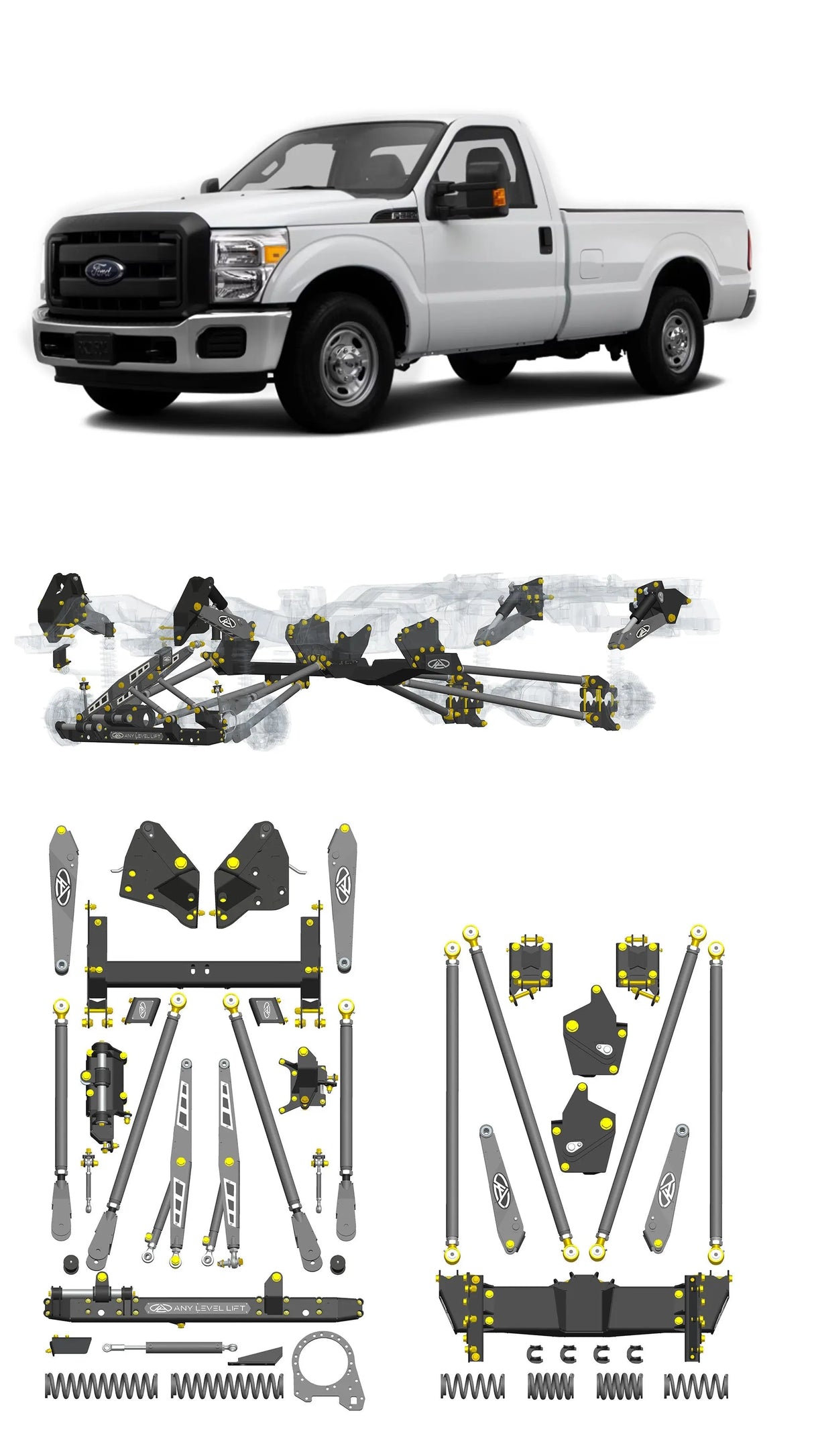 Any Level Lift - Base System, 0"-13": F-250/F-350, Single Rear Wheel (2011-2016) Any Level Lift