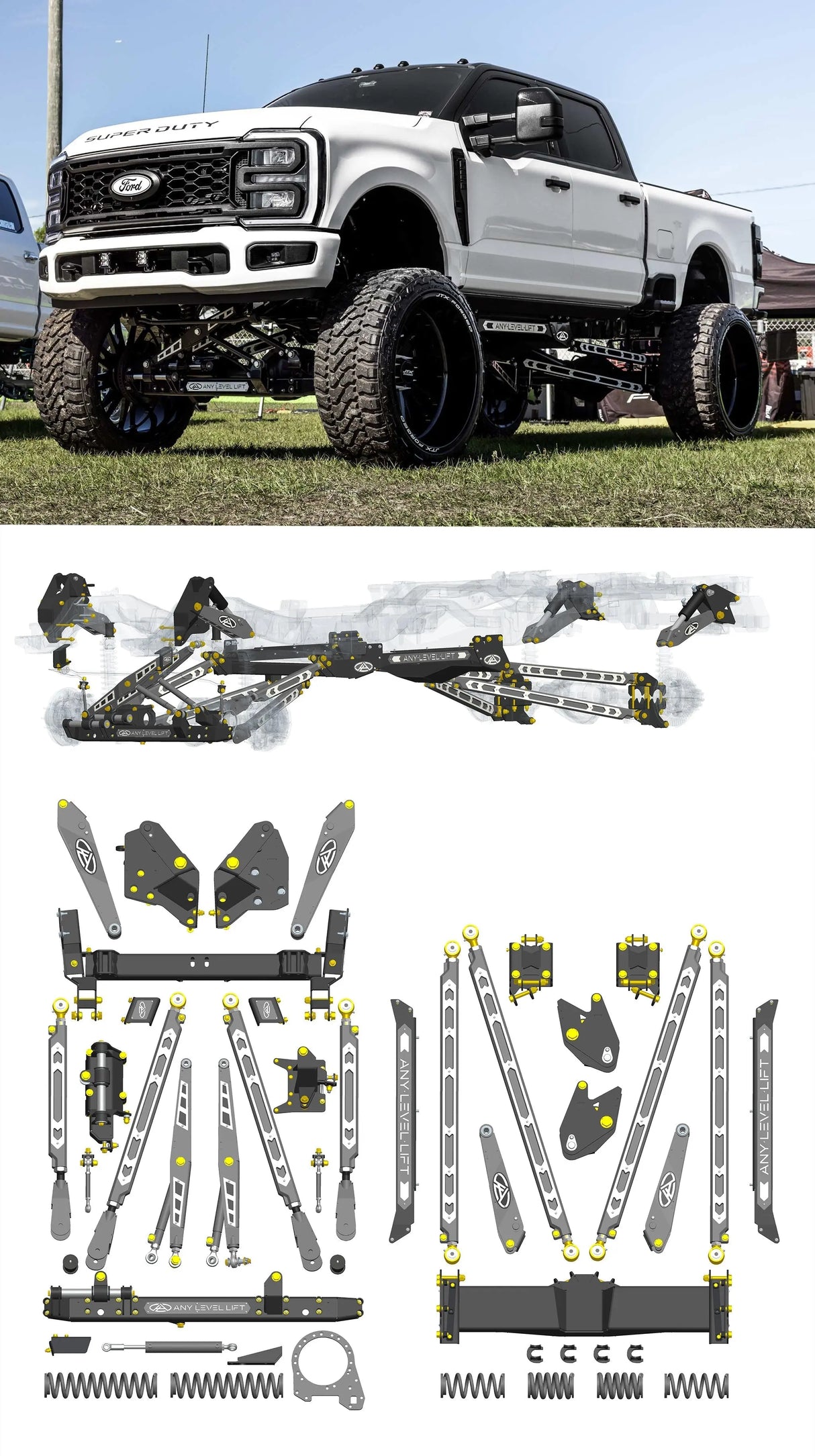 Any Level Lift - Base System, 0"-13": F-250/F-350, Single Rear Wheel (2023+) Any Level Lift