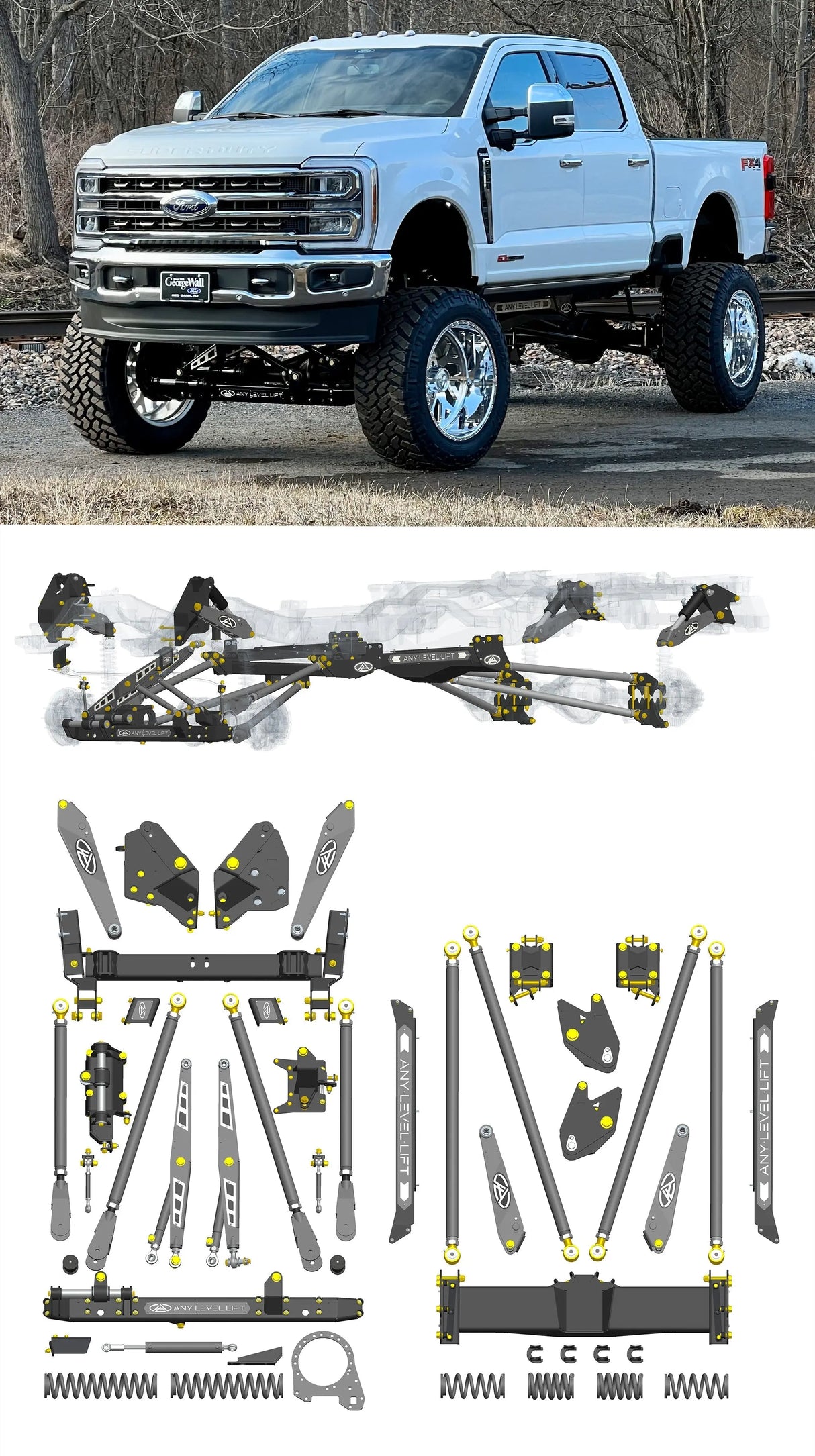 Any Level Lift - Base System, 0"-13": F-250/F-350, Single Rear Wheel (2023+) Any Level Lift