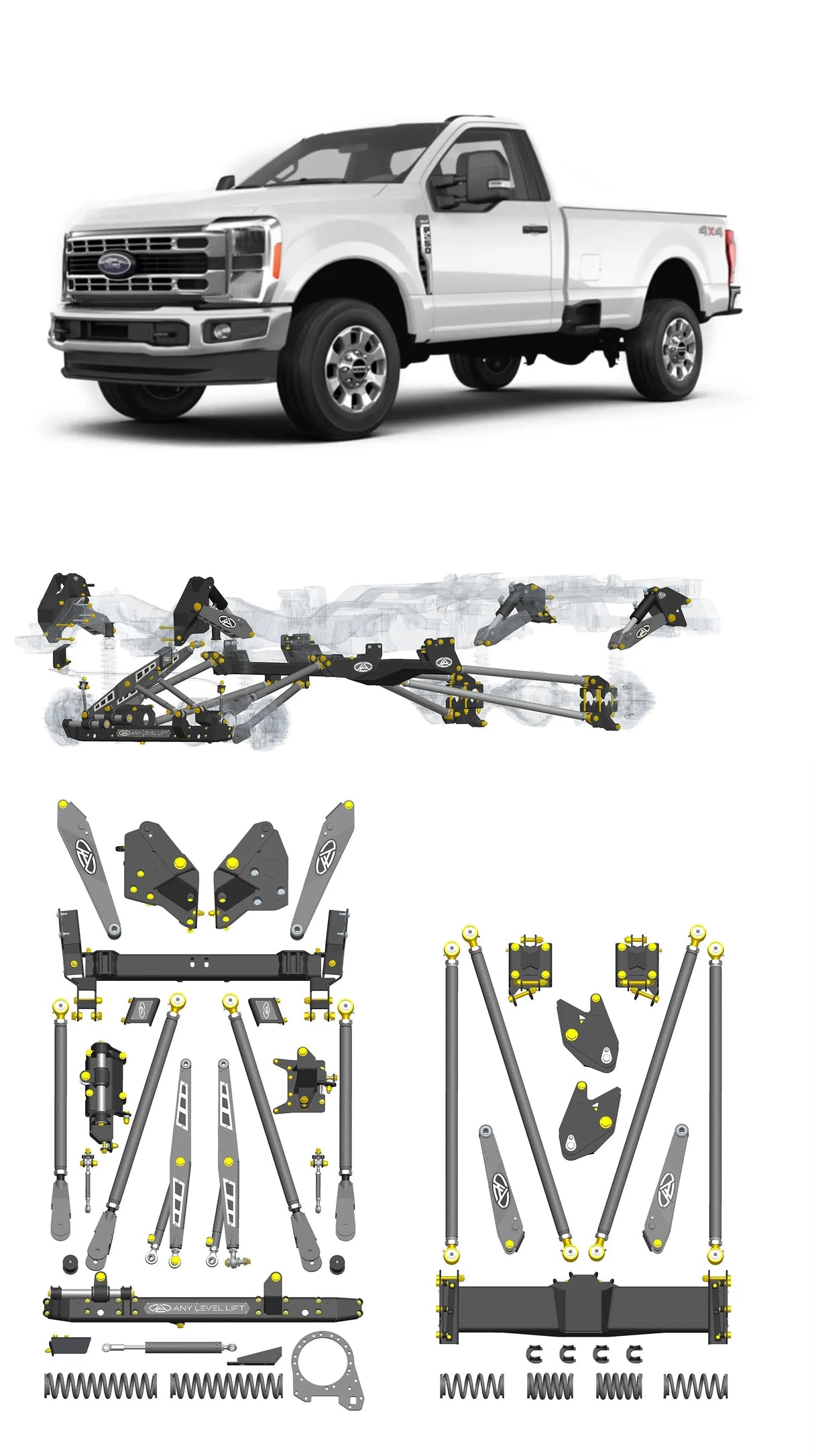 Any Level Lift - Base System, 0"-13": F-250/F-350, Single Rear Wheel (2023+) Any Level Lift
