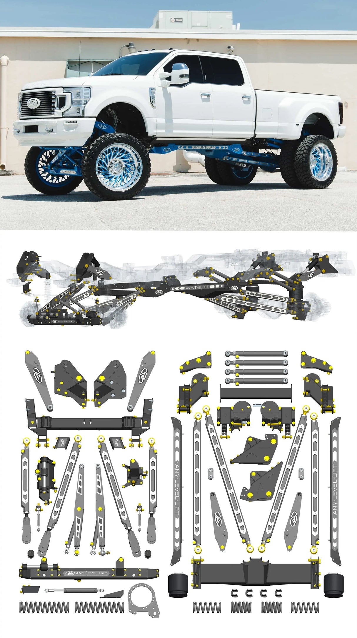 Any Level Lift - Base System, 0"-13": F-350 Dual Rear Wheel (2017-2022) WHOLESALE Any Level Lift