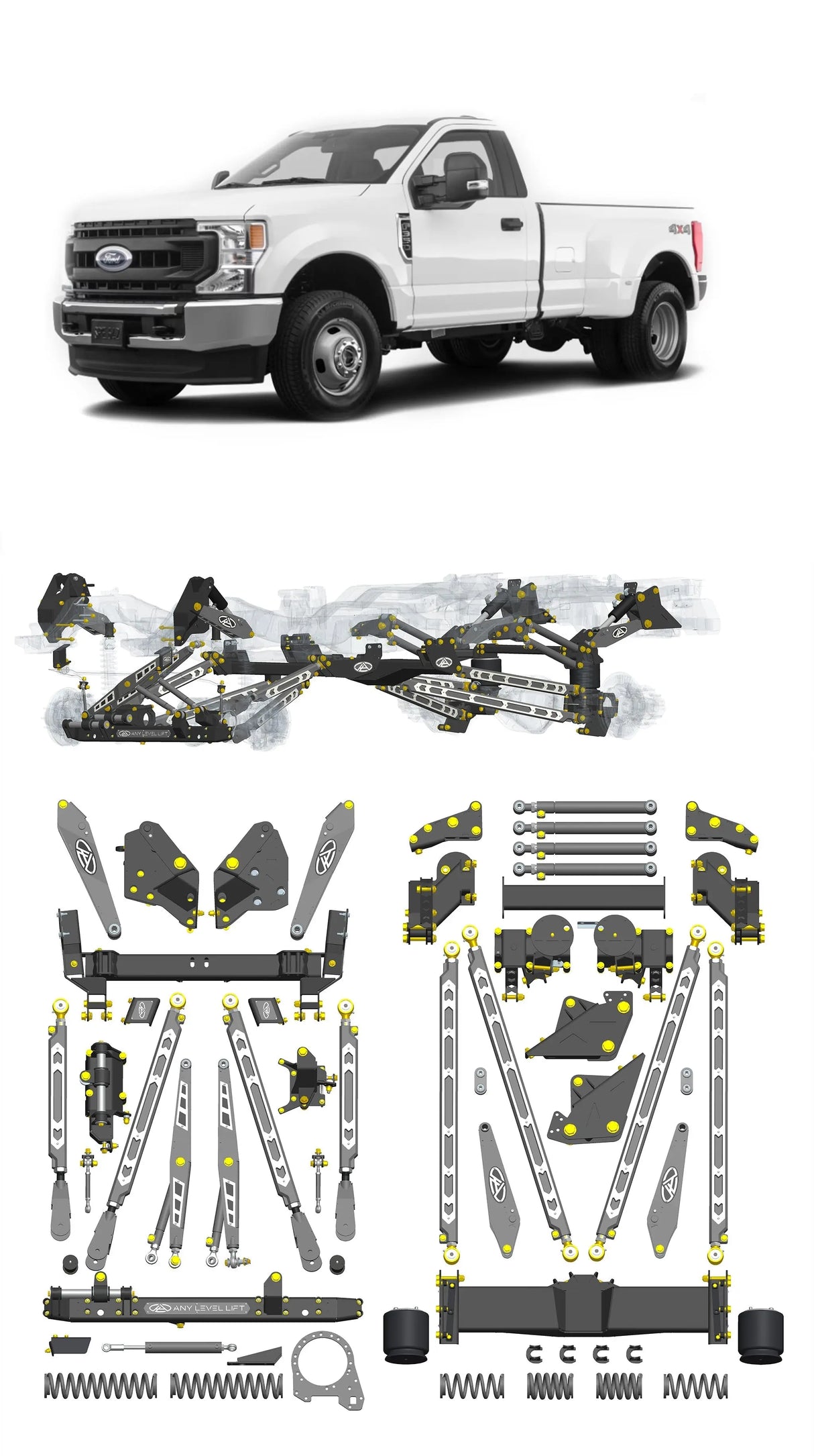 Any Level Lift - Base System, 0"-13": F-350 Dual Rear Wheel (2017-2022) Any Level Lift
