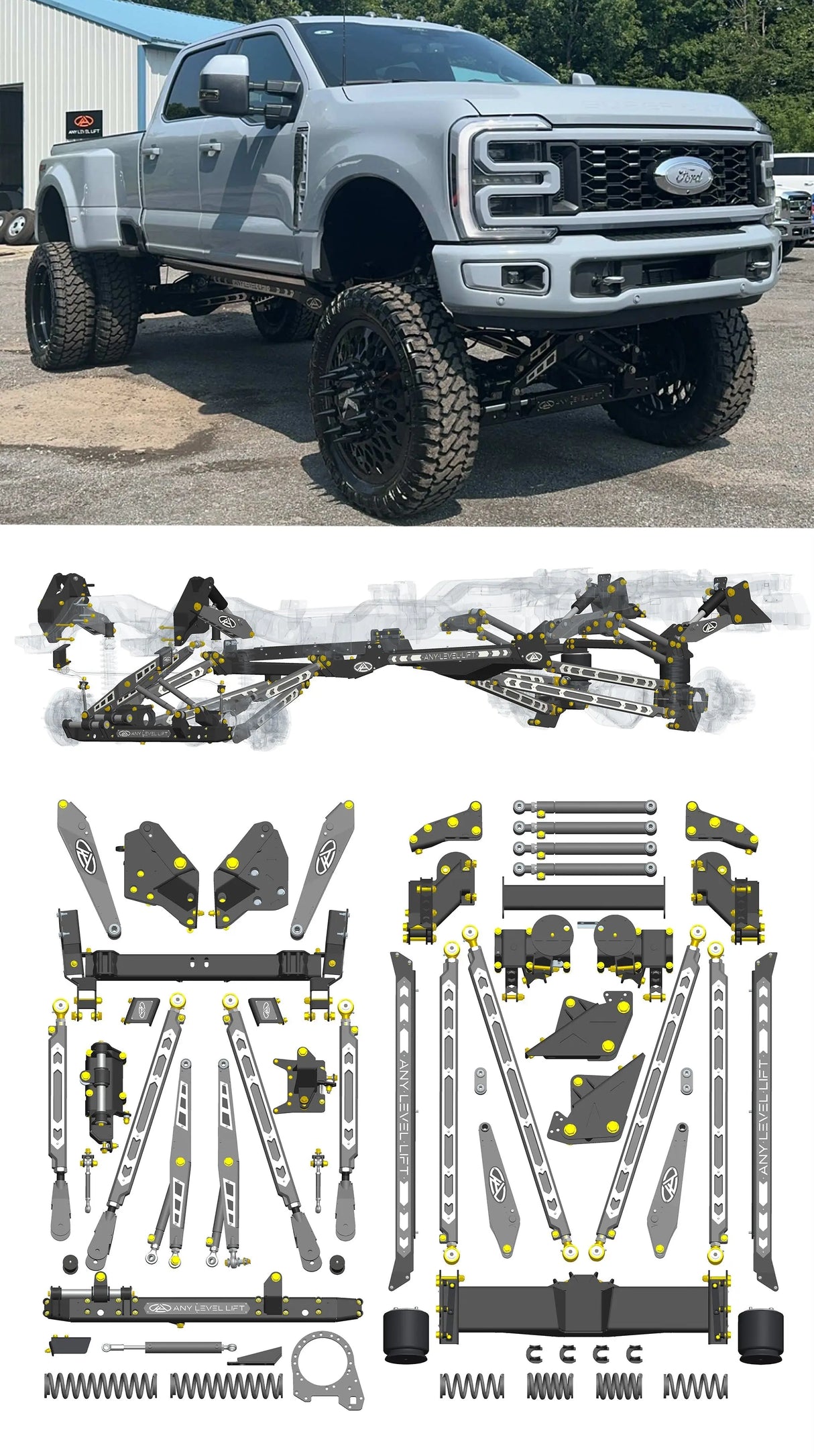 Any Level Lift - Base System, 0"-13": F-350 Dual Rear Wheel (2023+) WHOLESALE Any Level Lift