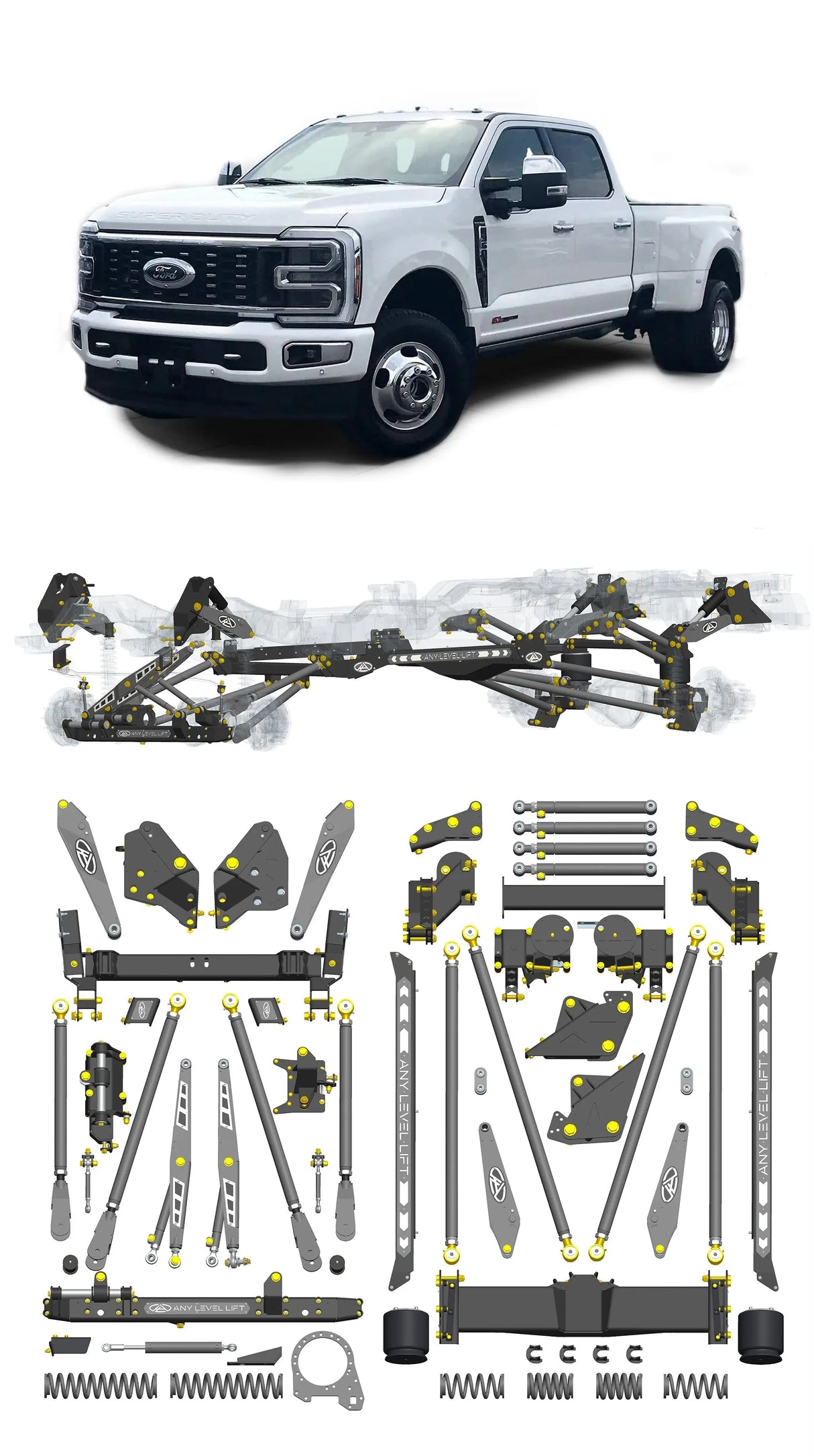 Any Level Lift - Base System, 0"-13": F-350 Dual Rear Wheel (2023+) WHOLESALE Any Level Lift