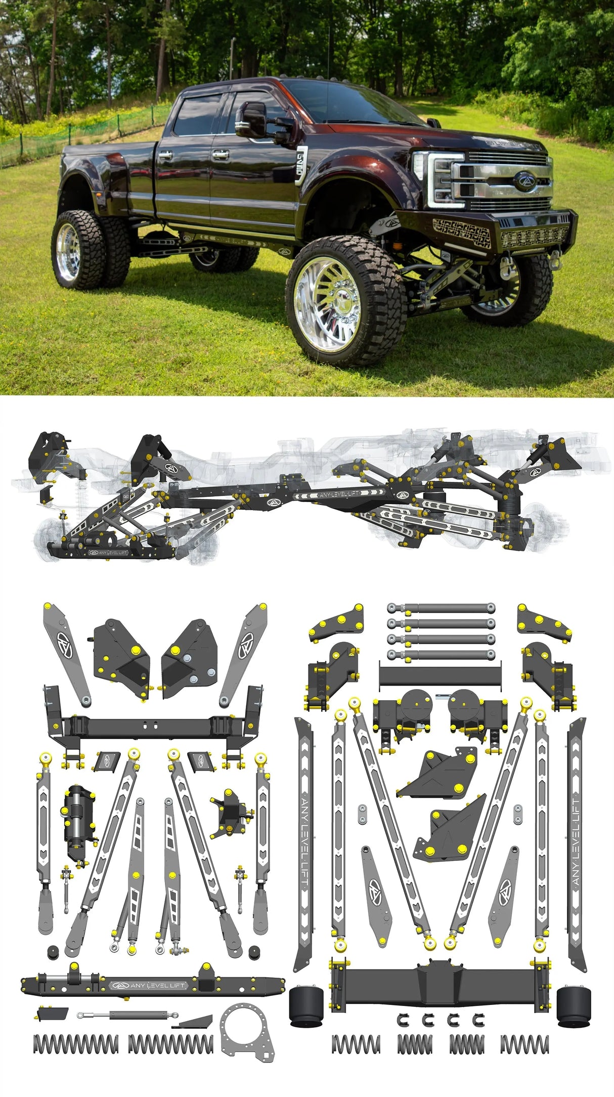 Any Level Lift - Base System, 0"-13": F-450 Dual Rear Wheel (2017-2018) WHOLESALE Any Level Lift