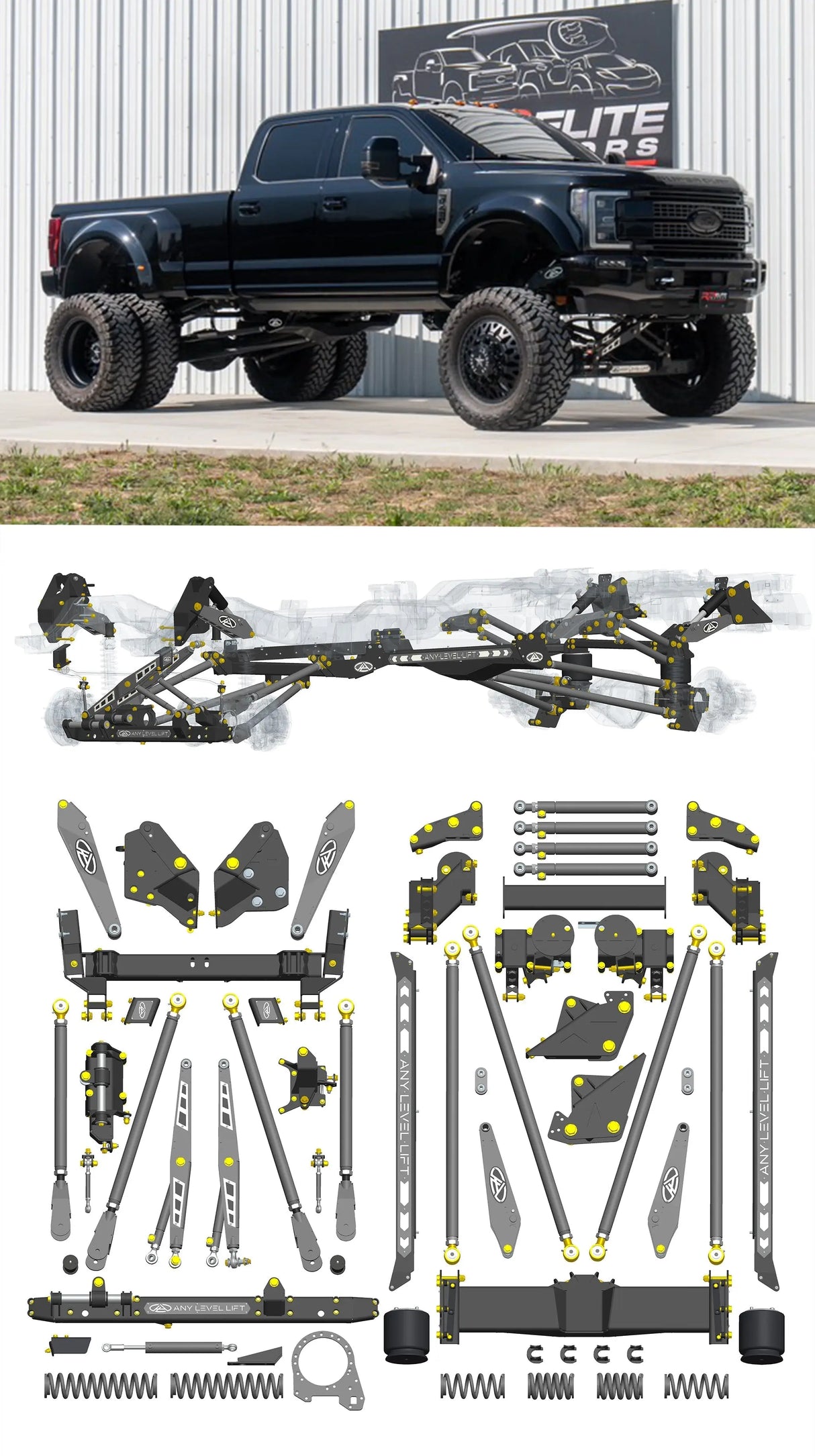 Any Level Lift - Base System, 0"-13": F-450 Dual Rear Wheel (2017-2018) WHOLESALE Any Level Lift