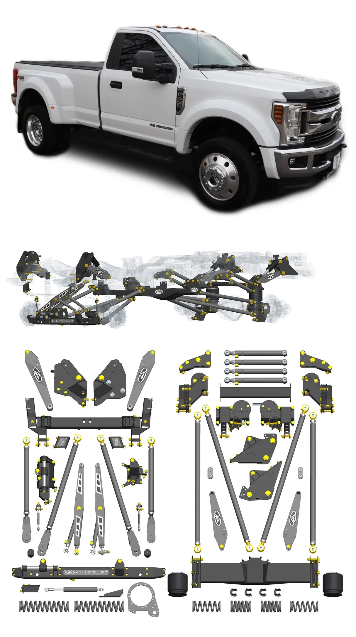 Any Level Lift - Base System, 0"-13": F-450 Dual Rear Wheel (2017-2018) Any Level Lift
