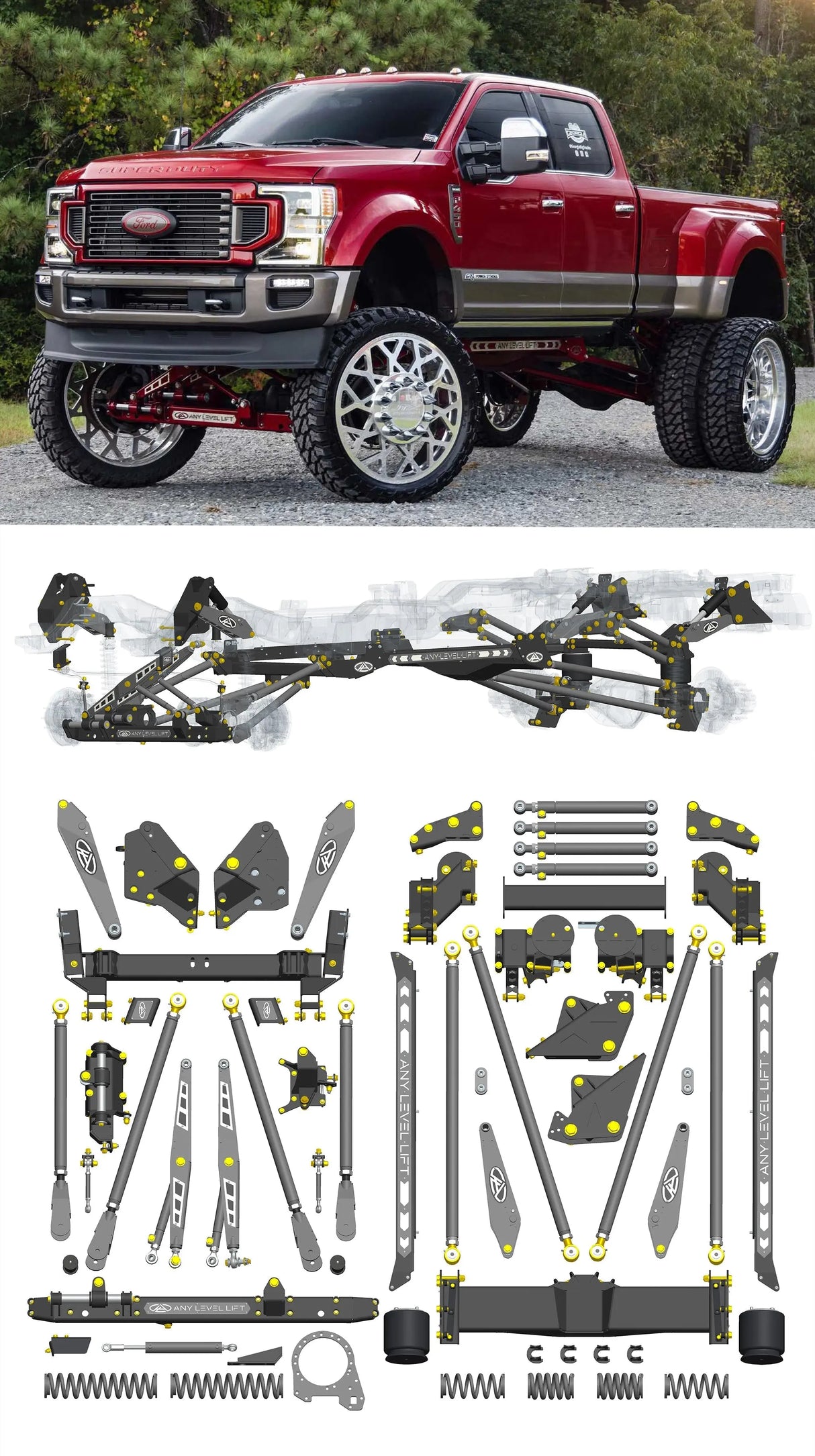 Any Level Lift - Base System, 0"-13": F-450 Dual Rear Wheel (2019-2022) WHOLESALE Any Level Lift