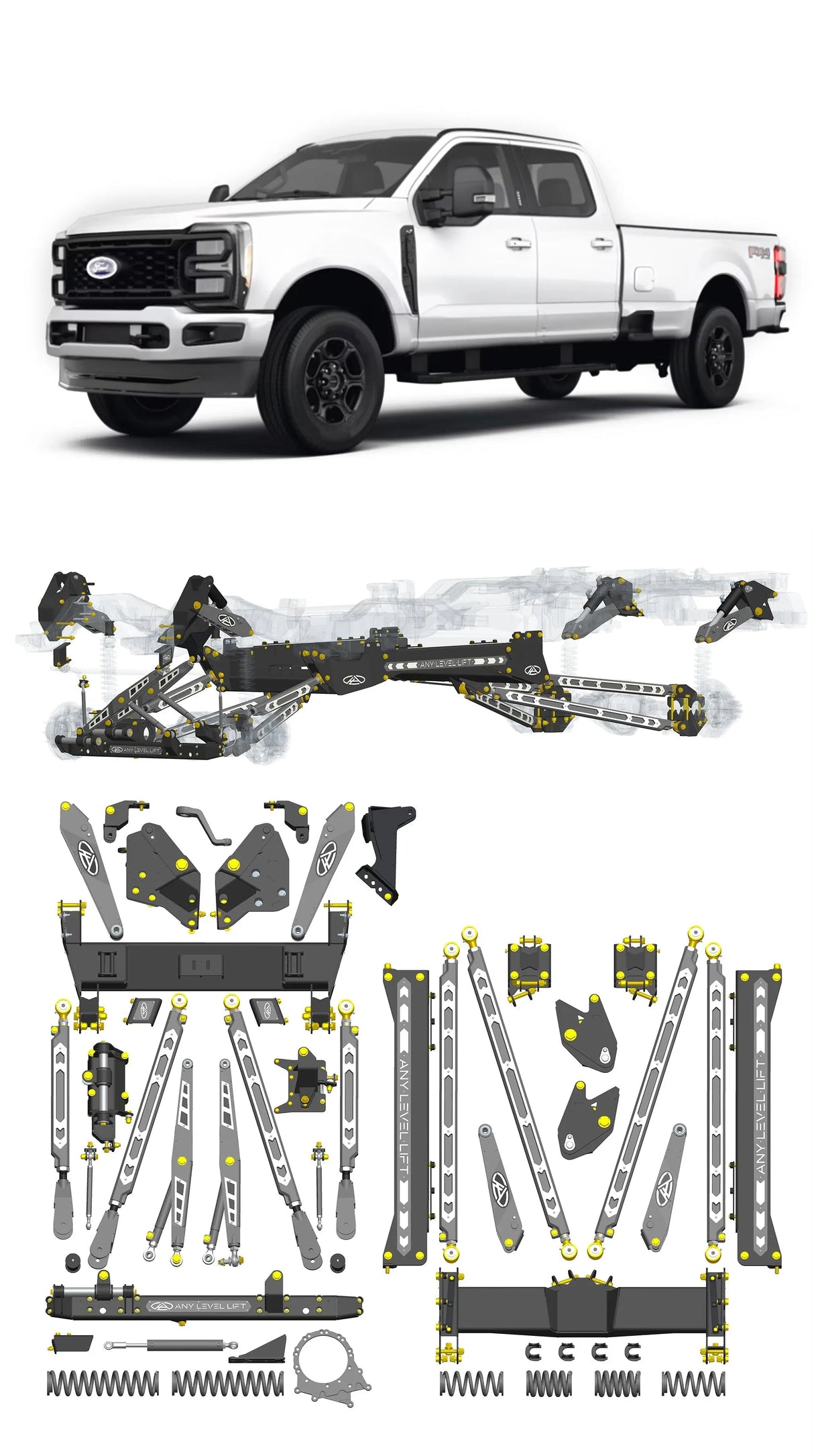 Any Level Lift - Base System, 4"-17": F-250/F-350, Single Rear Wheel (2023+) WHOLESALE Any Level Lift