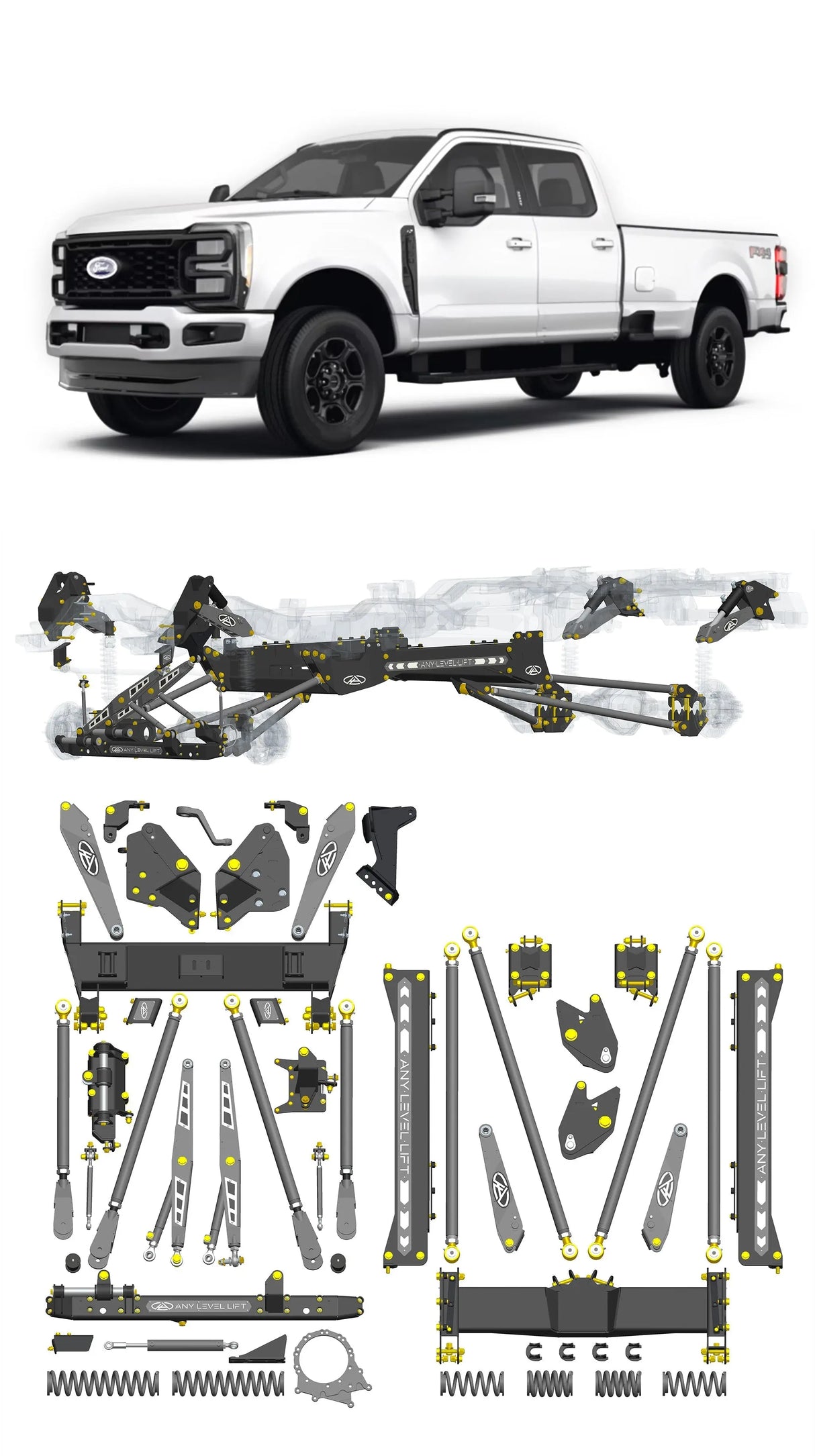 Any Level Lift - Base System, 4"-17": F-250/F-350, Single Rear Wheel (2023+) Any Level Lift
