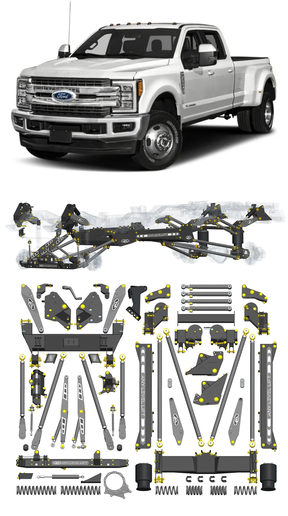 Any Level Lift - Base System, 4"-17": F-350 Dual Rear Wheel (2017-2022) WHOLESALE Any Level Lift