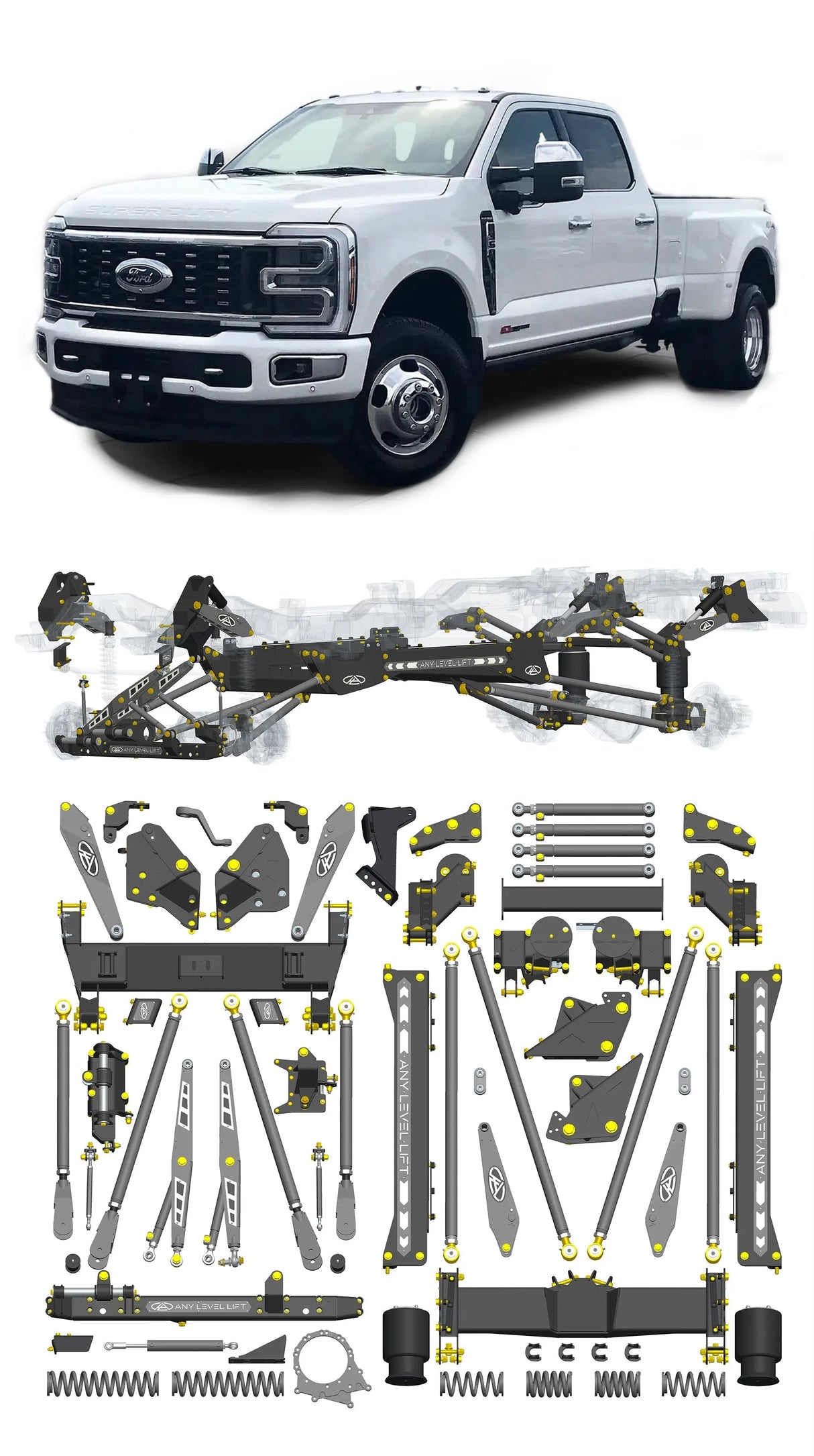 Any Level Lift - Base System, 4"-17": F-350 Dual Rear Wheel (2023+) Any Level Lift