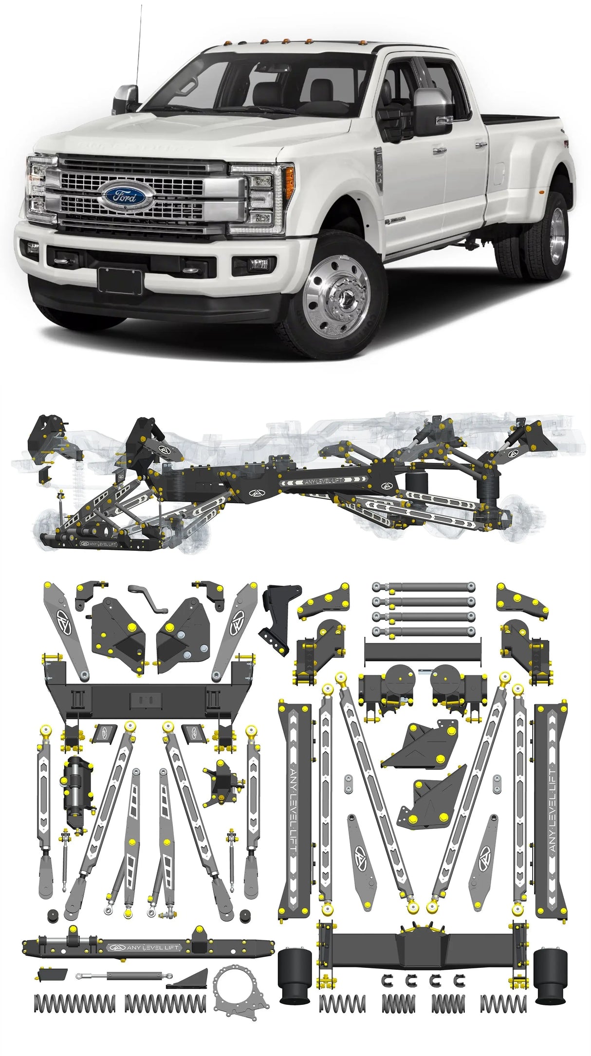 Any Level Lift - Base System, 4"-17": F-450 Dual Rear Wheel (2017-2018) Any Level Lift