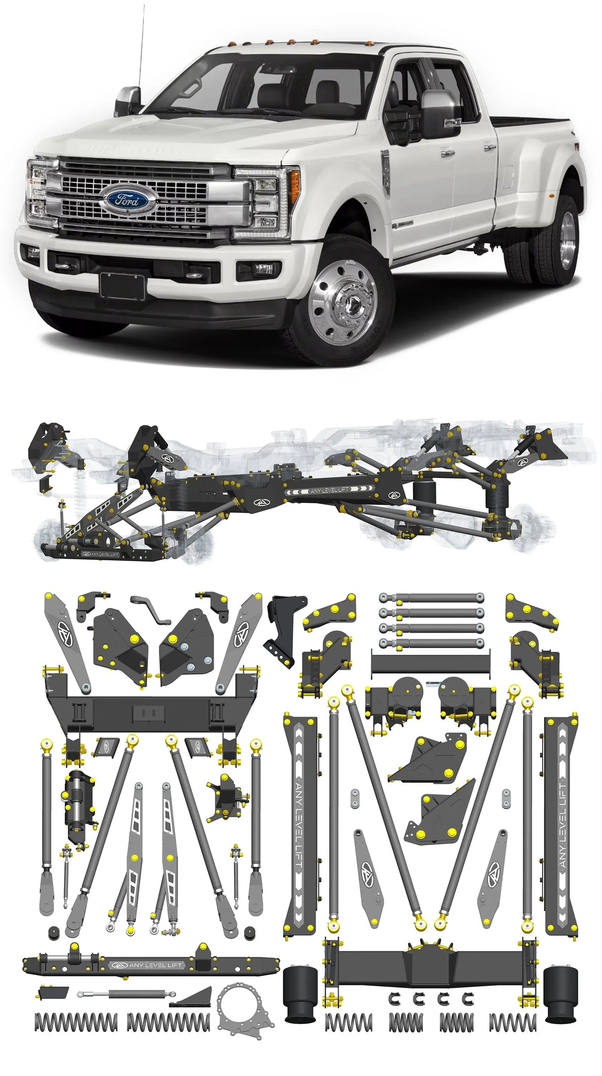 Any Level Lift - Base System, 4"-17": F-450 Dual Rear Wheel (2017-2018) Any Level Lift