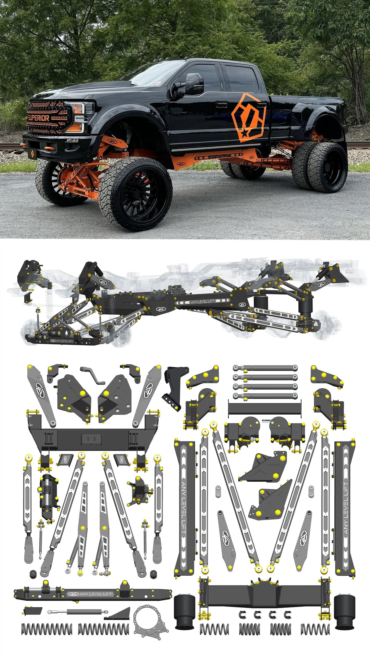 Any Level Lift - Base System, 4"-17": F-450 Dual Rear Wheel (2019-2022) Any Level Lift