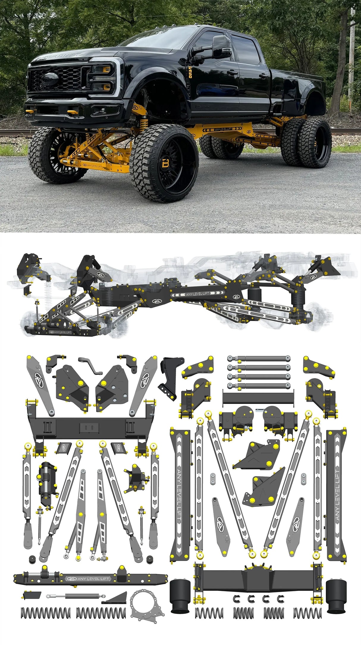 Any Level Lift - Base System, 4"-17": F-450 Dual Rear Wheel (2023+) WHOLESALE Any Level Lift