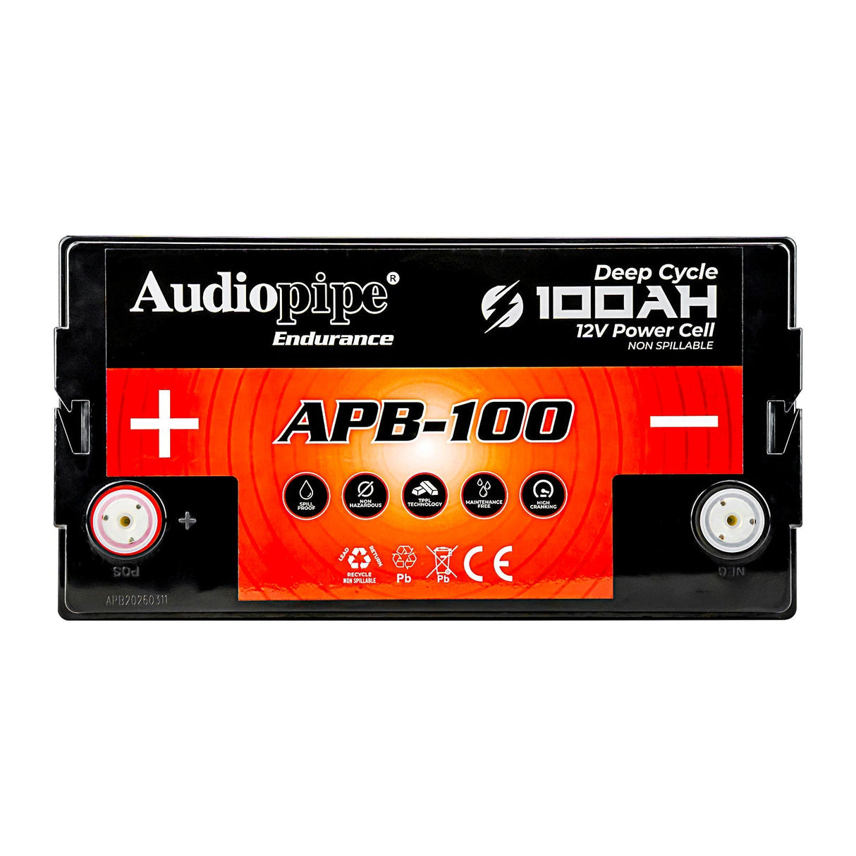 Deep Cycle 100AH 12V Power Cell (APB-100) Audiopipe