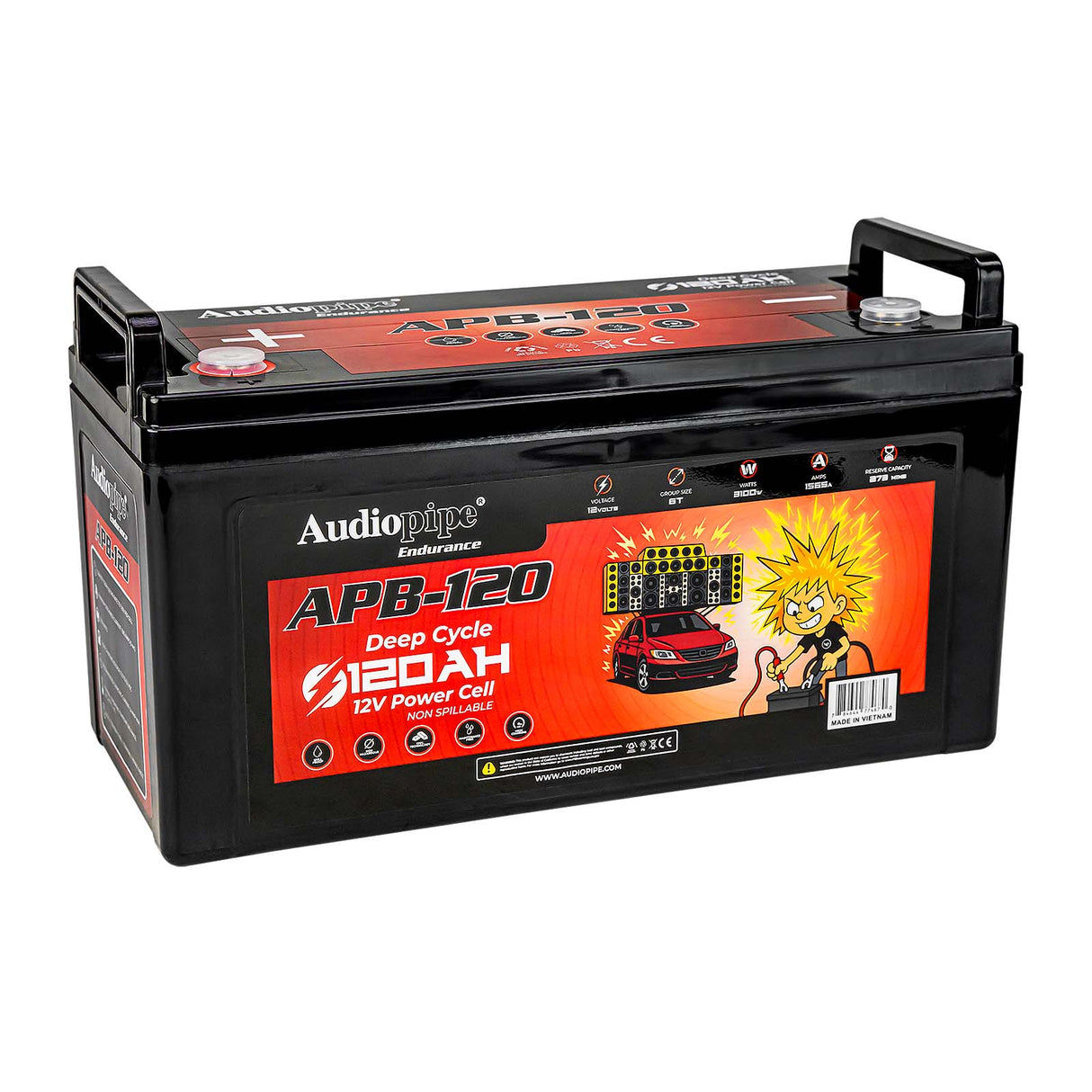 Deep Cycle 120AH 12V Power Cell (APB-120) Audiopipe
