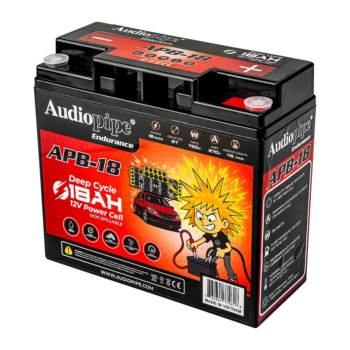 Deep Cycle 18AH 12V Power Cell (APB-18) Audiopipe