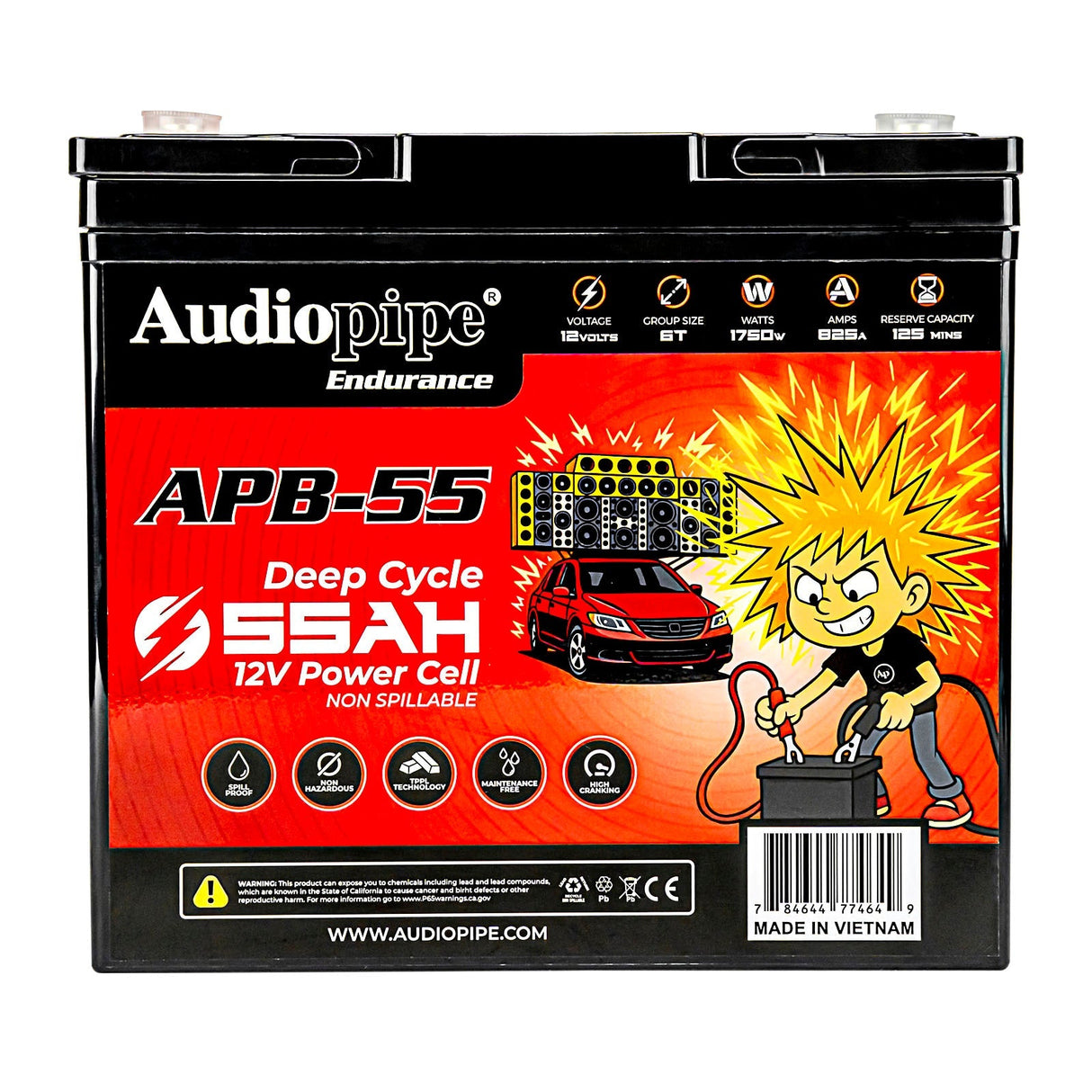 Deep Cycle 55AH 12V Power Cell (APB-55) Audiopipe