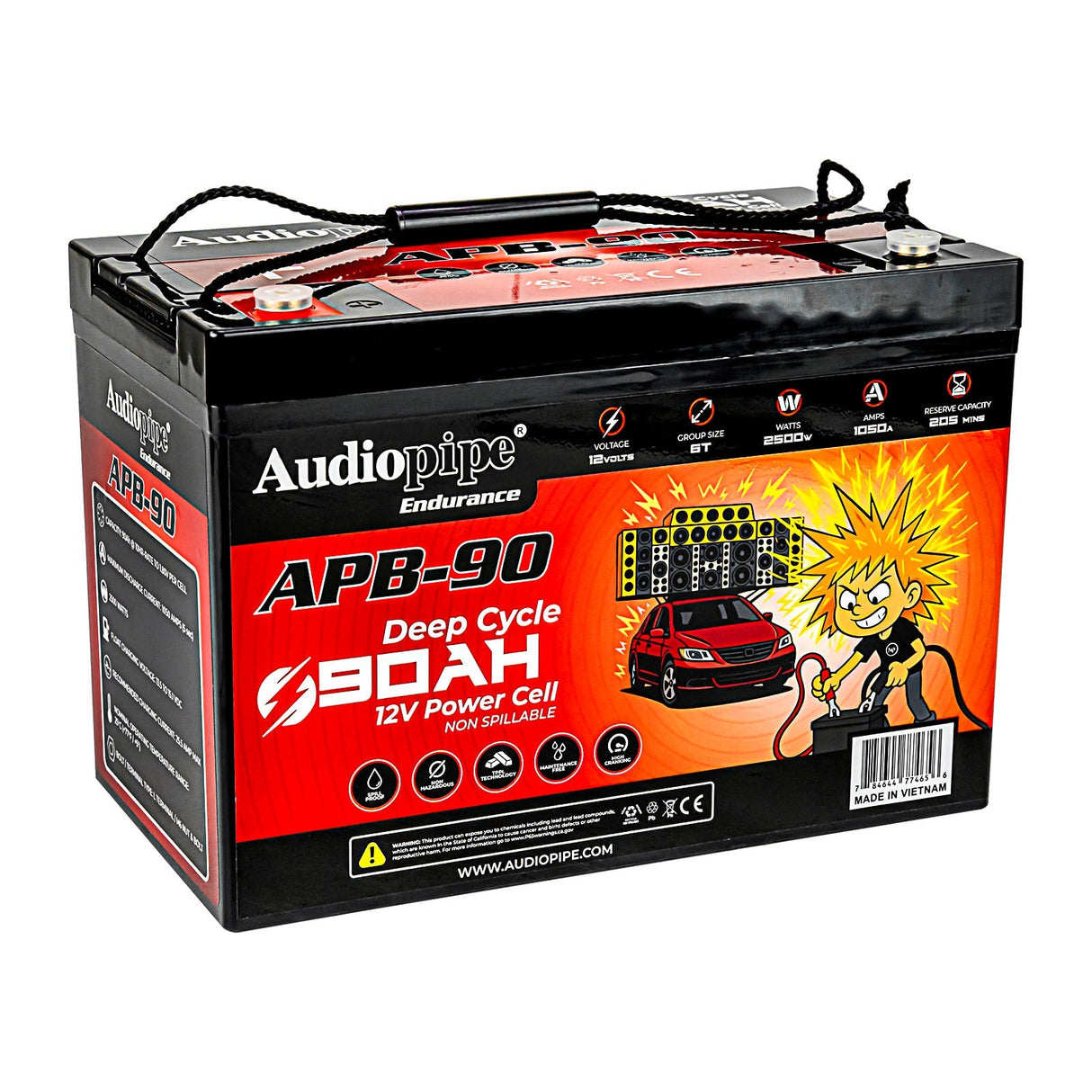 Deep Cycle 90AH 12V Power Cell (APB-90) Audiopipe