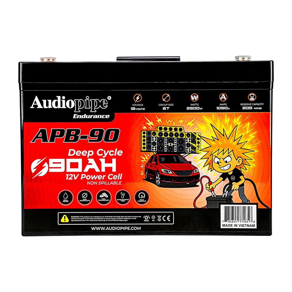 Deep Cycle 90AH 12V Power Cell (APB-90) Audiopipe