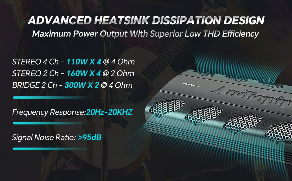 4 Channel Class A/B Mosfet Power Amplifier (APDLO-2504) Audiopipe
