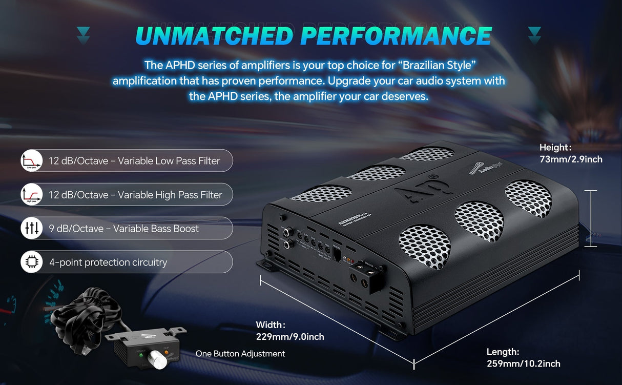 5000 Watts Full Range Class D Mosfet Amplifier (APHF-5000D-H1) Audiopipe