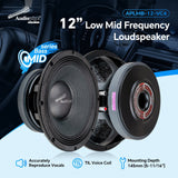 12" Mid-Low Frequency Loudspeaker 4 Ohms (APLMB-12-VC4), Sold individually Audiopipe
