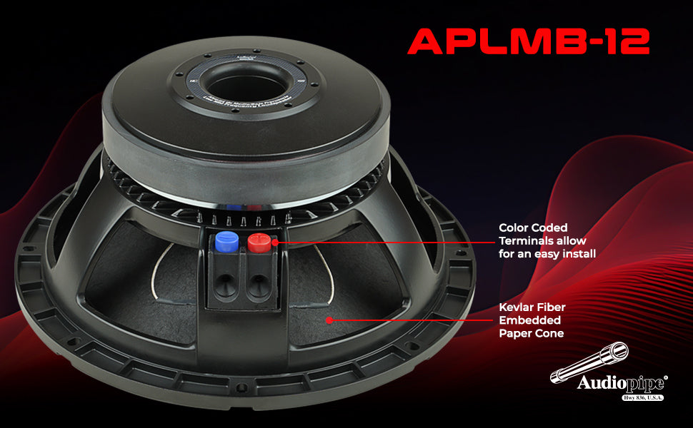 12" Mid-Low Frequency Loudspeaker (APLMB-12),  Sold individually Audiopipe