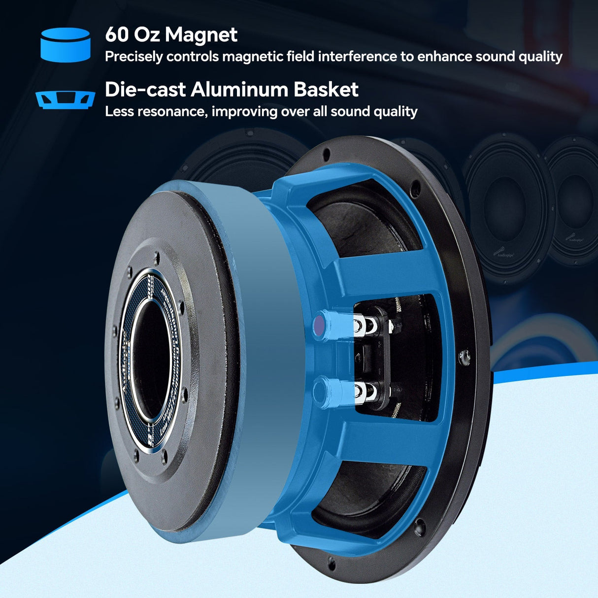 8" Mid-Low Frequency Loudspeaker (APLMB-8), Sold individually Audiopipe