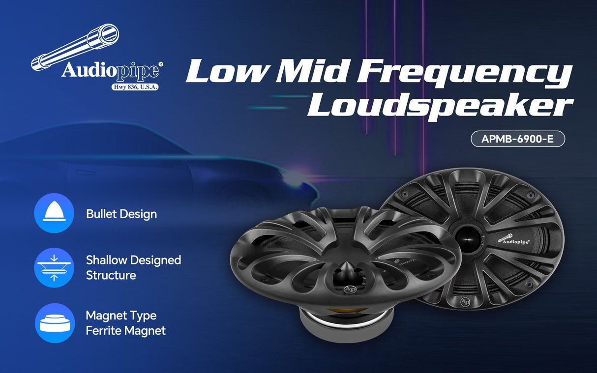 6 x 9" Low Mid Frequency Loudspeaker (APMB-6900-E), Sold in pairs Audiopipe