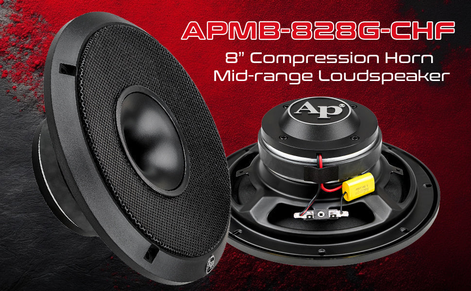 8" Compression Horn Mid-range Loudspeaker (APMB-828G-CHF), Sold individually Audiopipe