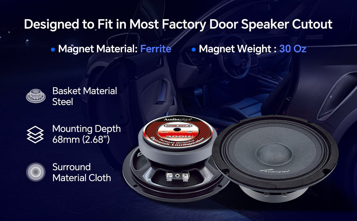 8" Mid-Range Frequency Loudspeaker (APMB-847-4), Sold in pairs Audiopipe