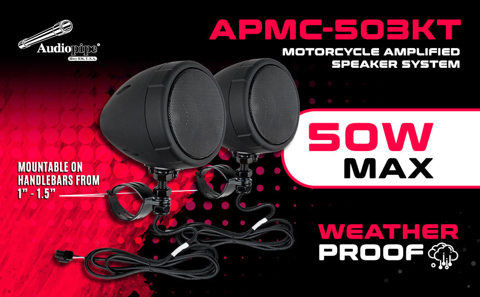 3” Motorcycle Amplified Speaker System (APMC-503KT) Audiopipe