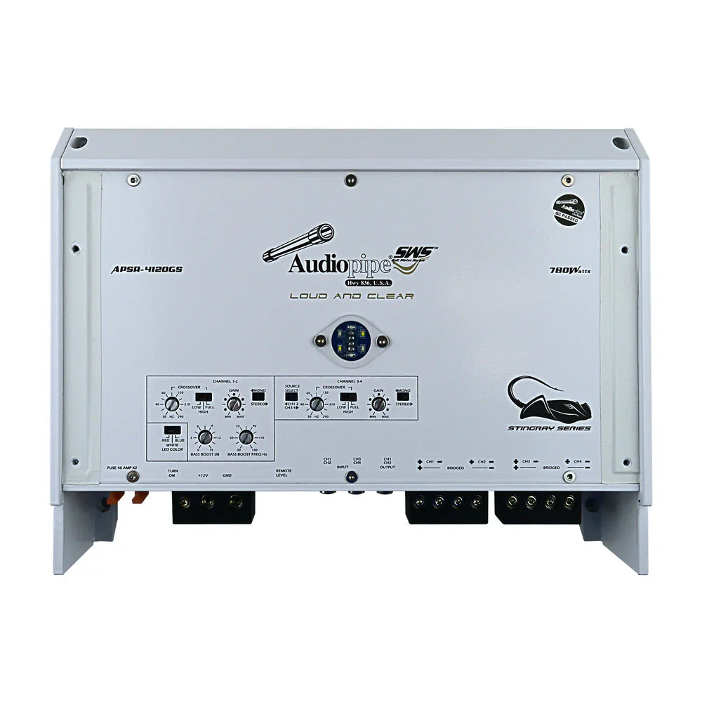 Audiopipe APSR-4120GS 780W 4-Channel Class D Marine Amplifier Audiopipe