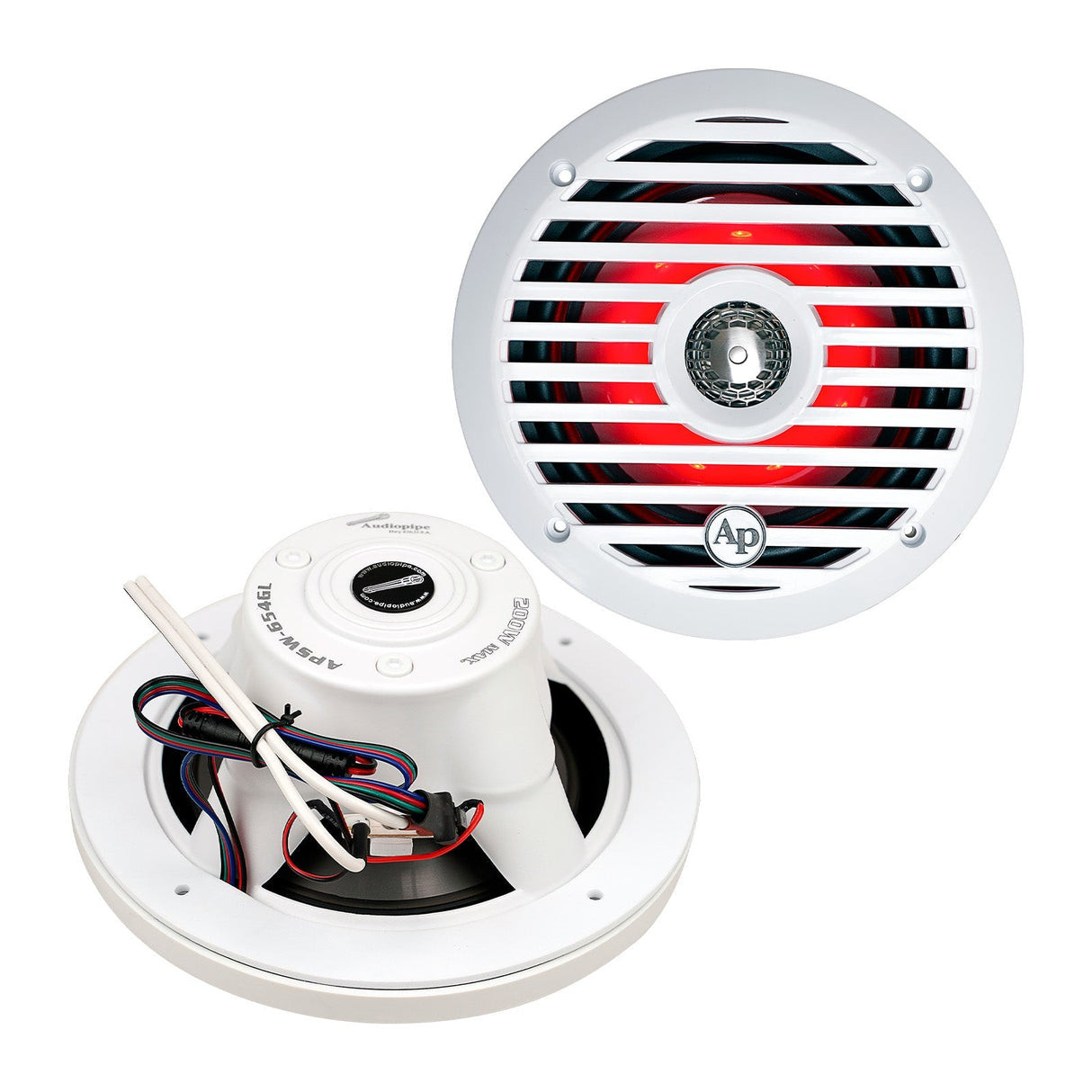 Audiopipe 6.5” Coaxial 2-Way Marine Speaker with LED lights (APSW-654GL) SALT WATER SERIES Audiopipe