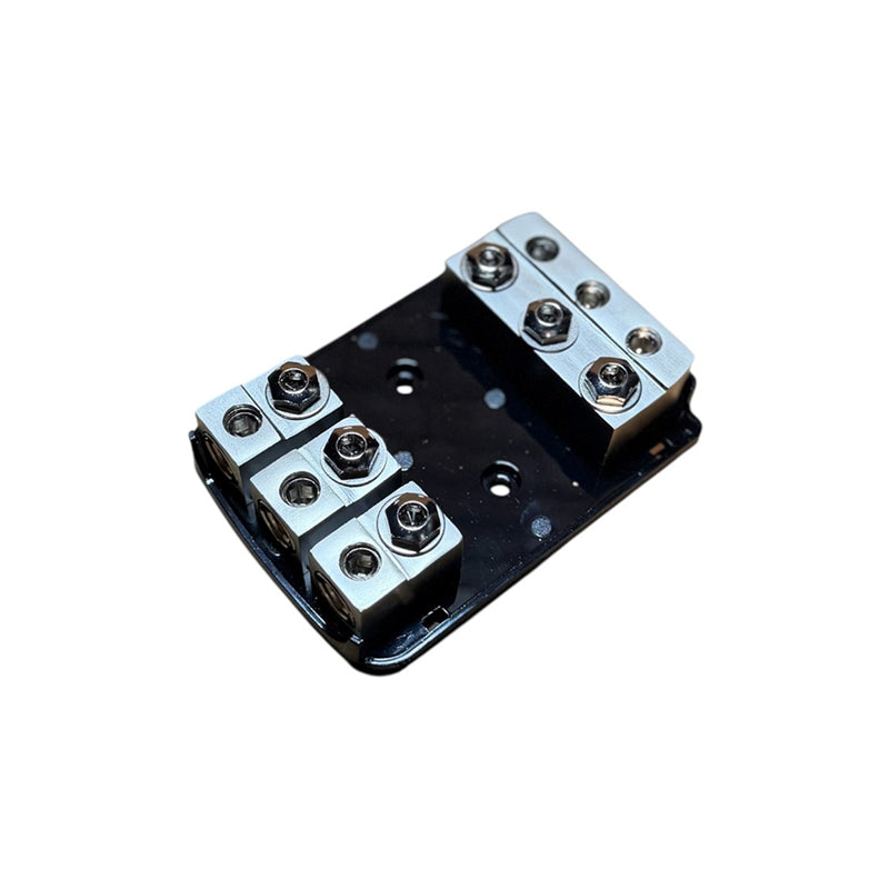Audio Xtreme Code AXC-3ANL-FHD Fused Distribution Block (3) 0GA/4GA In & (3) 0GA/4GA Out Audio Xtreme Code