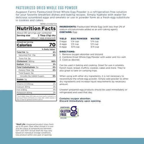 Augason Farms Dried Whole Egg Powder #10 Can TekShack