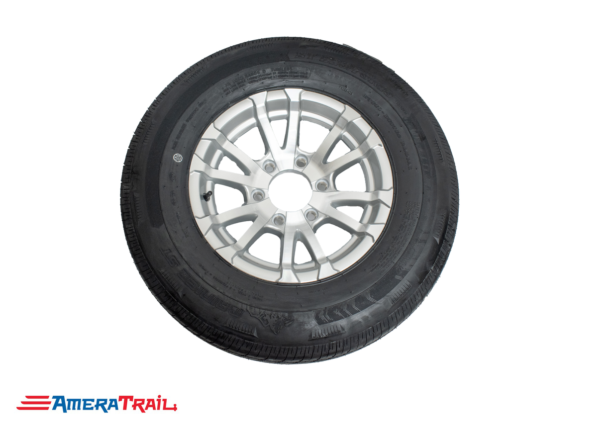 225 / 75 R 15 Load Range D on 6 Lug Avalanche Silver Rim