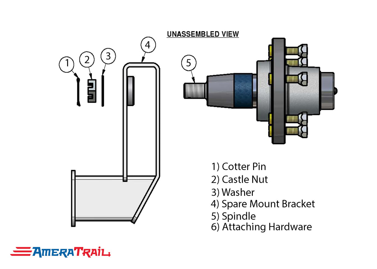 6 Lug Spare Vortex Hub & Spindle Mount - Stainless Steel Hardware Included - Available w/ Stainless Steel Lug Nuts