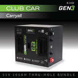 Eco Battery (48V) 51V 105AH Thru-Hole Battery Bundle / Club Car Carryall
