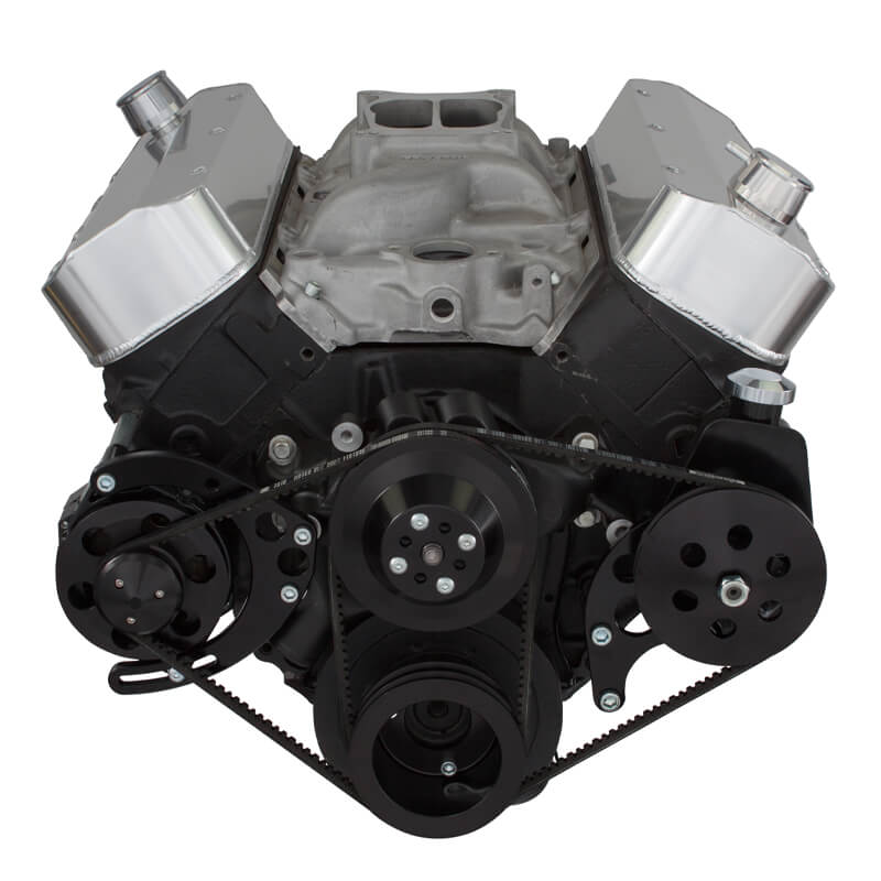 GM BB Tall Deck Compatible Front Accessory Drive - V-Belt with Alternator | Power Steering | Water Pump | Brackets and Bolts