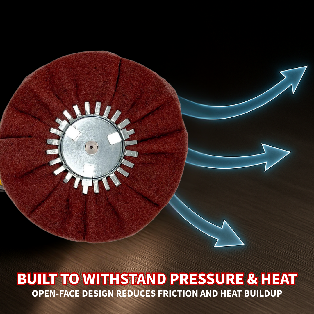 Case Pack Satin Airway Buffing Wheel for Angle Grinders - Bulk Deal - (5/Pack)
