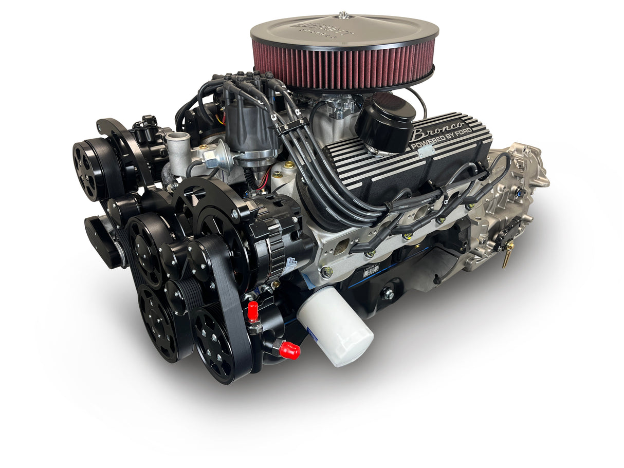 Ford Small Block Compatible 302 c.i. Engine and 4R70W Automatic Transmission - 365 Horsepower - Bronco Edition Builder Series - Black Pulley Kit - Fuel Injected